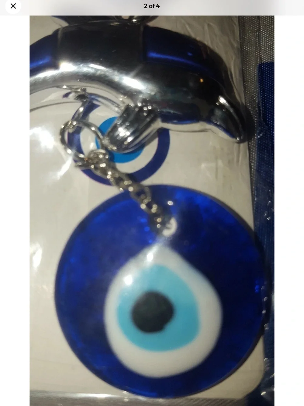 Blue Evil Eye Dolphin GREEK KEY CHAIN WITH DOLPHINE New from Greece vintage Y2K
